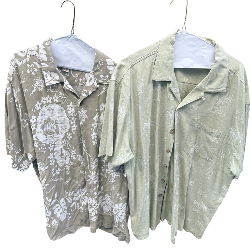 Big Dogs Casual Button Down Shirts - Tan and Green